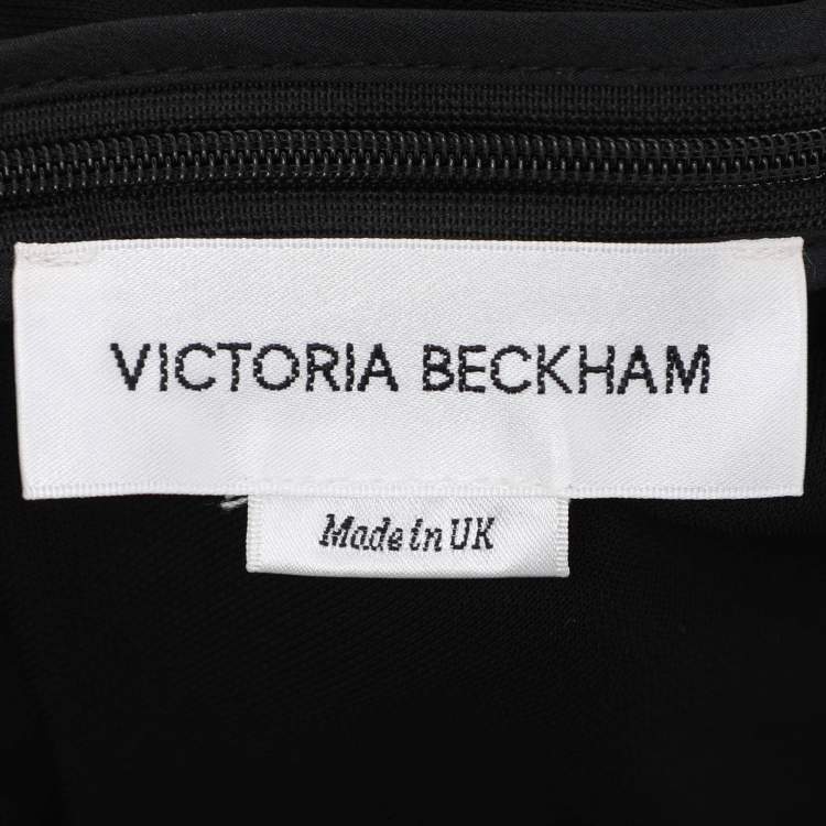 Pre Owned Victoria Beckham Black Crepe Ruffle Lace-Trim Mini Dress S