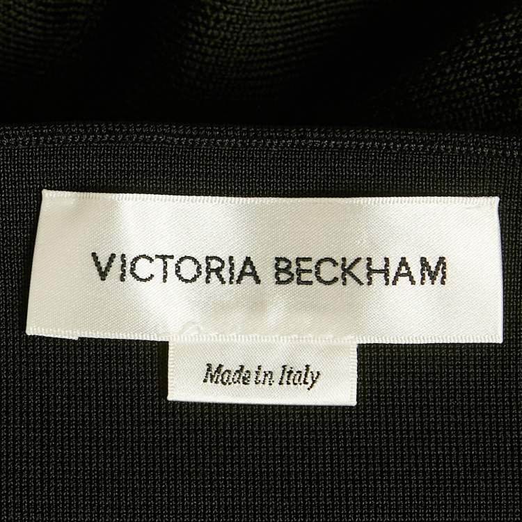 Pre Owned Victoria Beckham Black Knit Lace Trimmed Midi Dress M