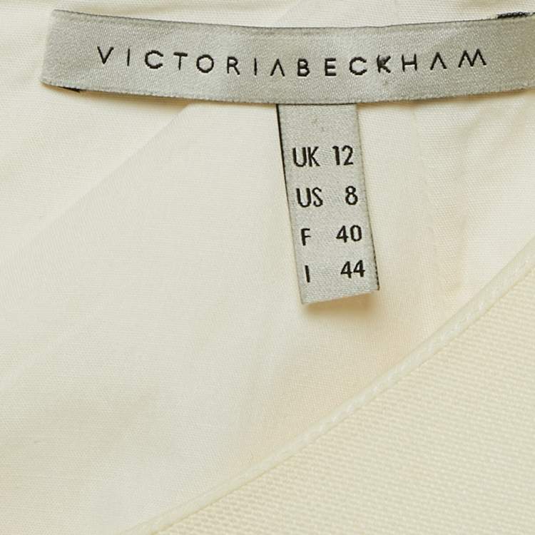 Pre Owned Victoria Beckham Off-White Cotton Blend Sleeveless Short Dress M