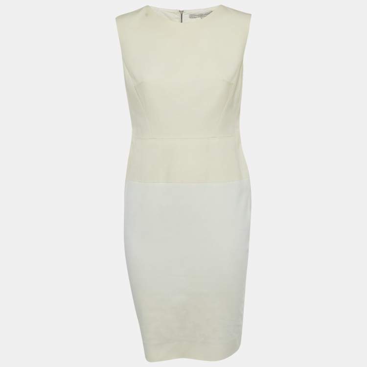 Pre Owned Victoria Beckham Off-White Cotton Blend Sleeveless Short Dress M
