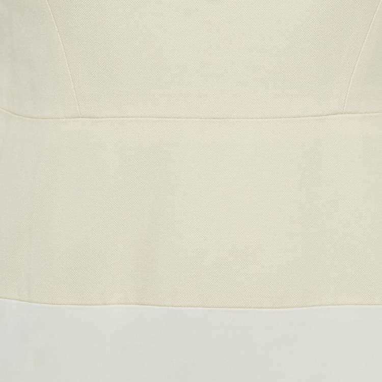 Pre Owned Victoria Beckham Off-White Cotton Blend Sleeveless Short Dress M