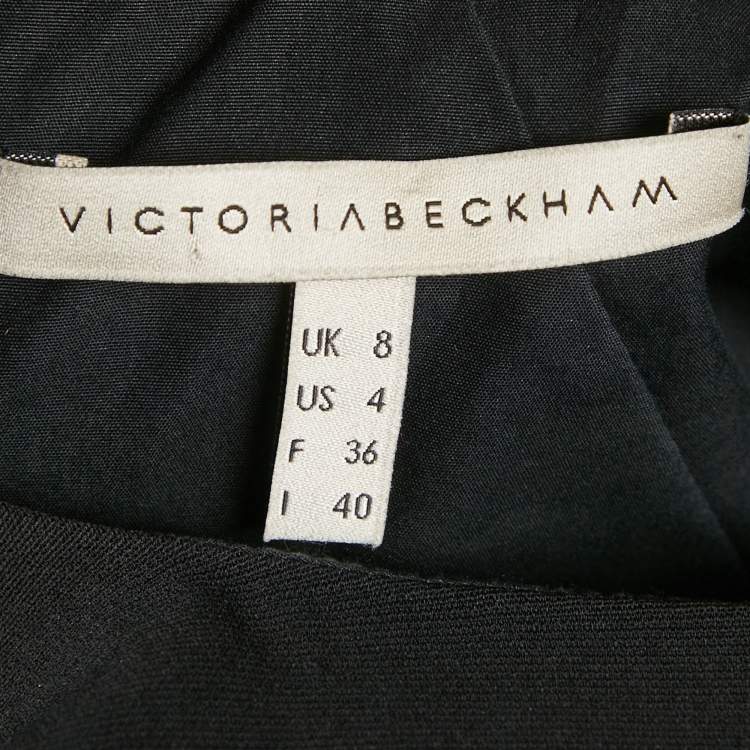 Pre Owned Victoria Beckham Green/Black Crepe Side Panel Sheath Midi Dress S 