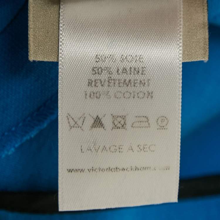 Pre Owned Victoria Beckham Blue Wool & Silk Sheath Midi Dress S