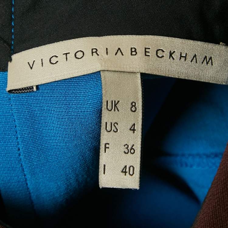 Pre Owned Victoria Beckham Blue Wool & Silk Sheath Midi Dress S