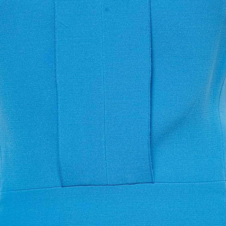 Pre Owned Victoria Beckham Blue Wool & Silk Sheath Midi Dress S