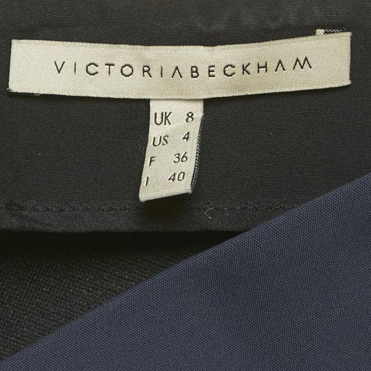 Pre Owned Victoria Beckham Navy Blue Cotton Blend Sheath Short Dress S