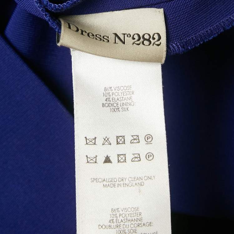 Pre Owned Victoria Beckham Navy Blue & Black Jersey Sheath Dress S