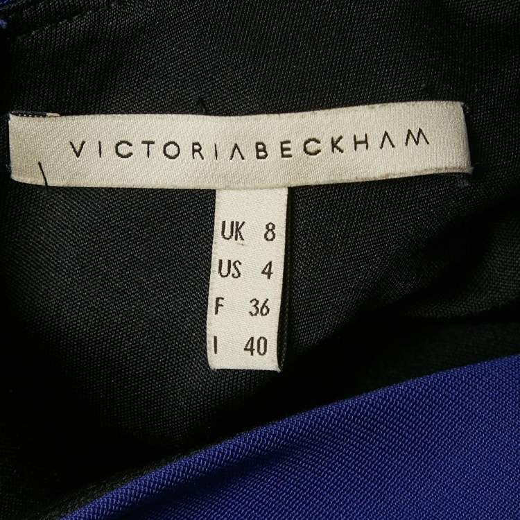 Pre Owned Victoria Beckham Navy Blue & Black Jersey Sheath Dress S