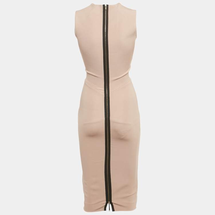 Pre Owned Victoria Beckham Light Pink Stretch Crepe Sheath Dress S