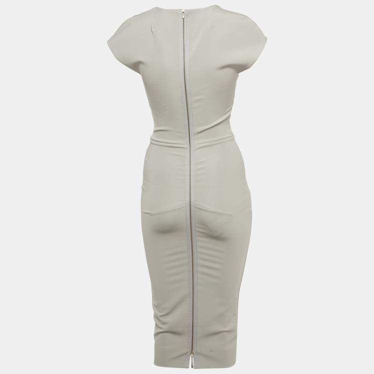 Pre Owned Victoria Beckham Grey Jersey Sheath Dress S