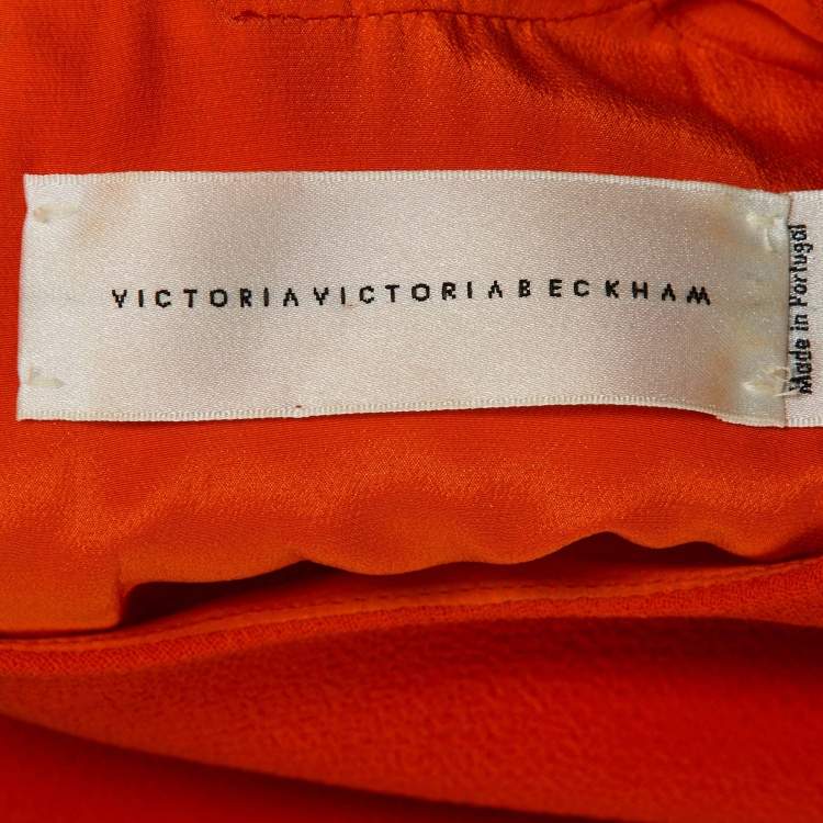 Pre Owned Victoria Beckham Red Wool Sleeveless Flounced Hem Mini Dress S  