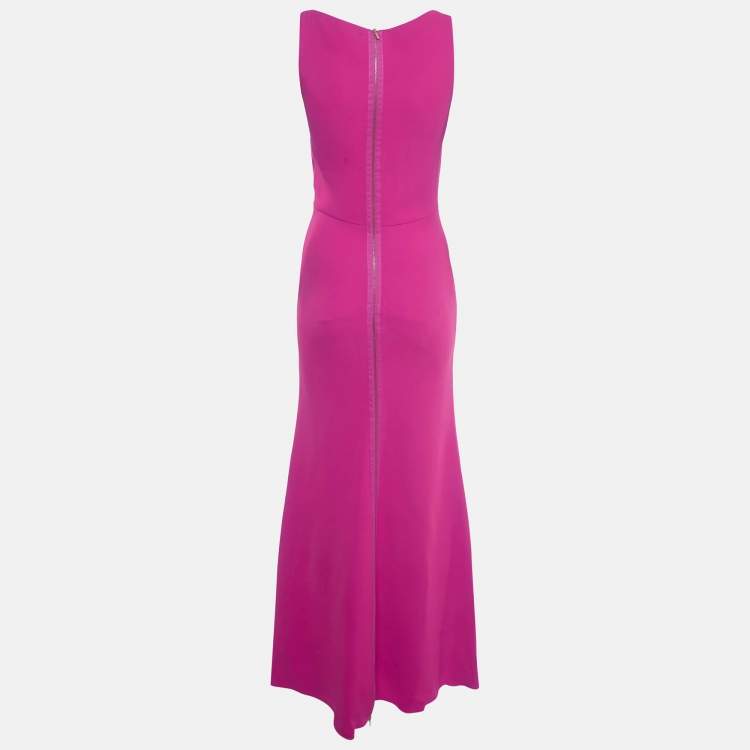 Pre Owned Victoria Beckham Pink Silk Blend Long Cocktail Dress S
