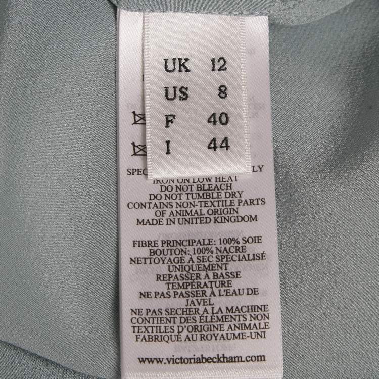 Pre Owned Victoria Beckham Blue Crepe Silk Blouse M