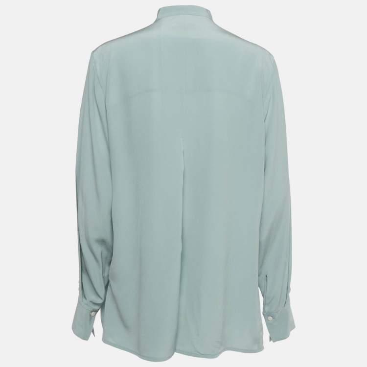 Pre Owned Victoria Beckham Blue Crepe Silk Blouse M