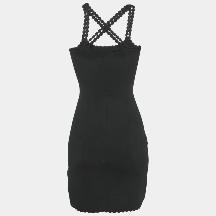 Pre Owned Victoria Beckham Black Stretch Knit Flared Mini Dress XS