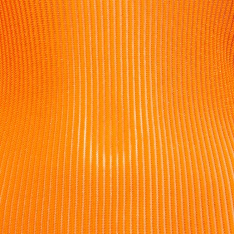 Pre Owned Victoria Beckham Orange Rib Knit Sheer Pullover S