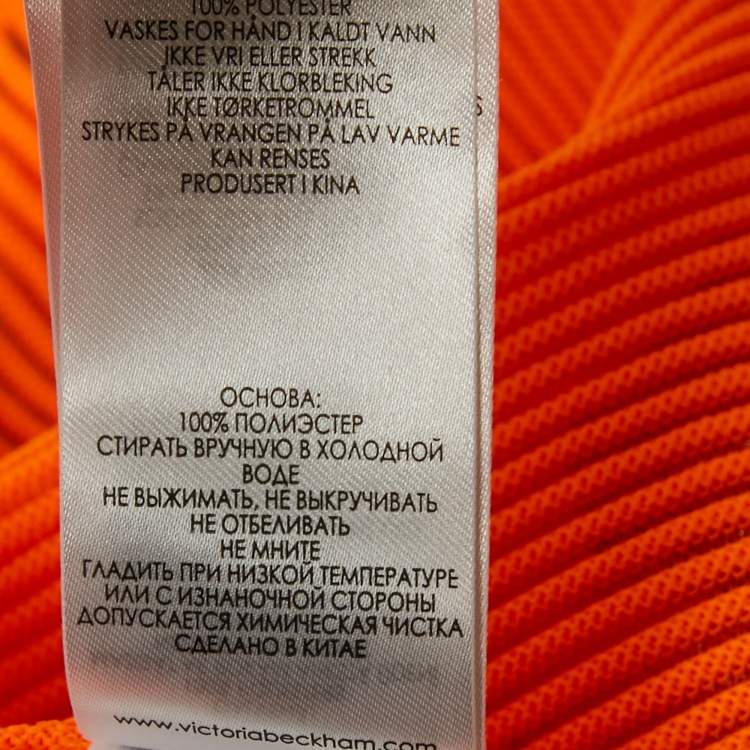 Pre Owned Victoria Beckham Orange Rib Knit Sheer Pullover S