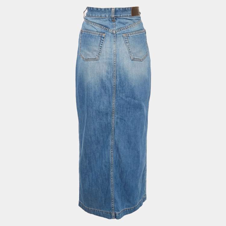 Pre Owned Victoria Beckham Blue Wash Denim Skirt S