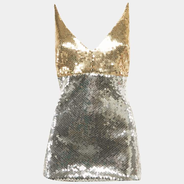 مملوكة مسبقًا Victoria Beckham Gold/Silver Sequin Cami Top M
