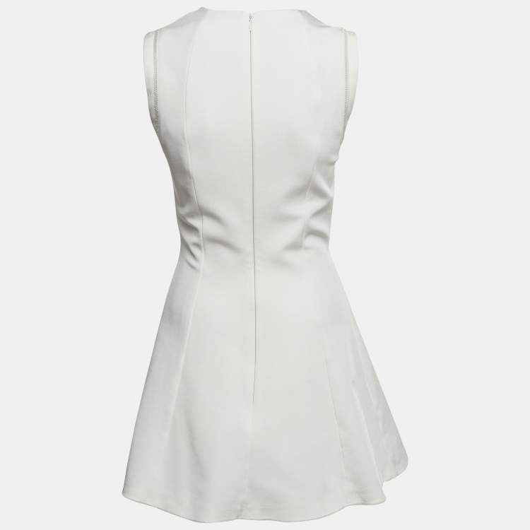 Pre Owned Victoria Beckham White Stretch Knit Flared Mini Dress S