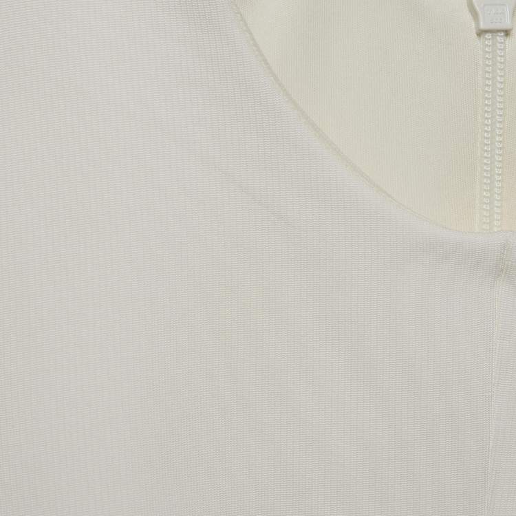 Pre Owned Victoria Beckham White Stretch Knit Flared Mini Dress S