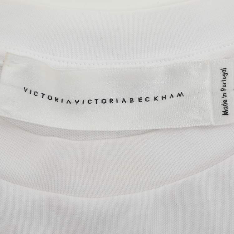 Pre Owned Victoria Beckham White Knit T-Shirt M