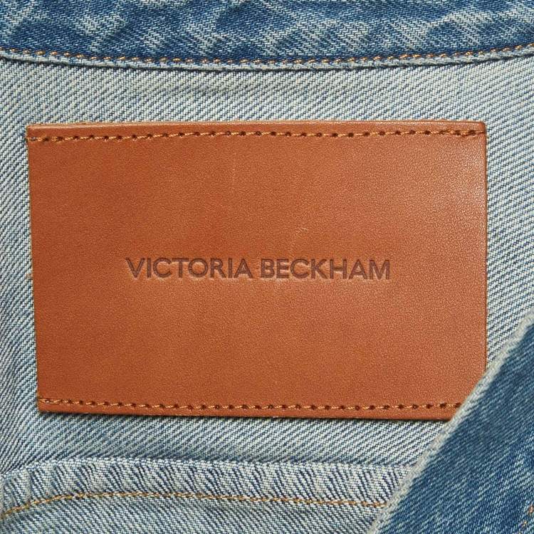 Pre Owned Victoria Beckham Blue Denim Pleated Oversized Shirt S