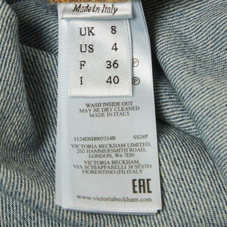 Pre Owned Victoria Beckham Blue Denim Pleated Oversized Shirt S