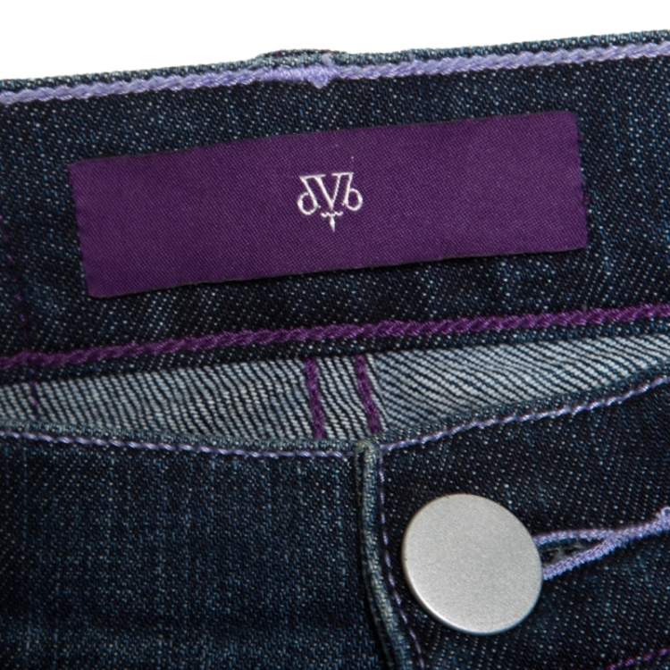Pre Owned Victoria Beckham Indigo Dark Wash Faded Effect Slim Fit Denim Jeans S 