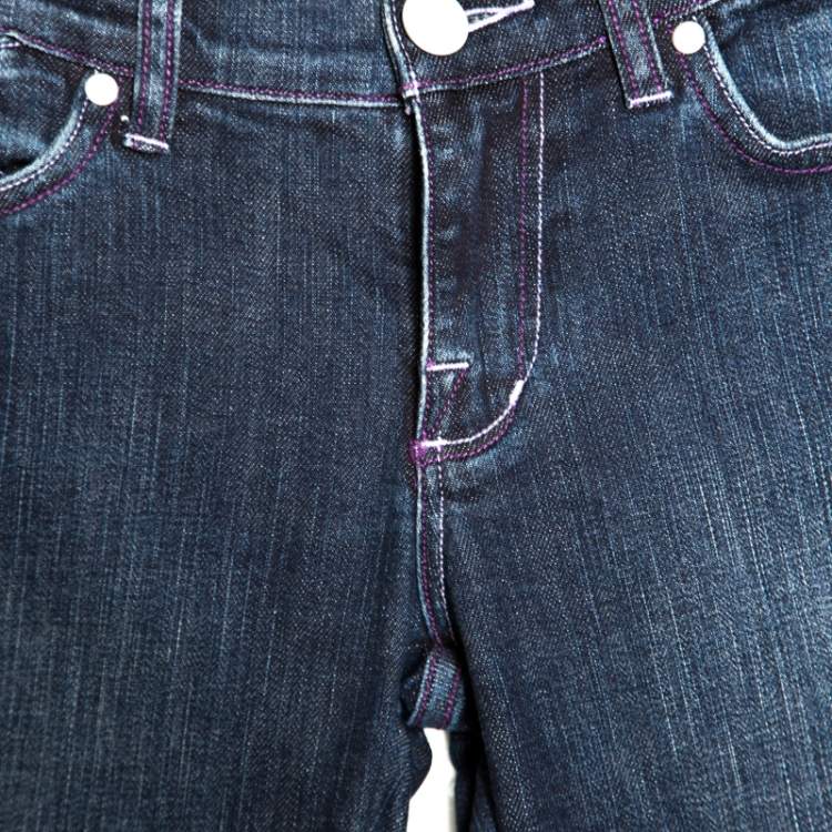 Pre Owned Victoria Beckham Indigo Dark Wash Faded Effect Slim Fit Denim Jeans S 