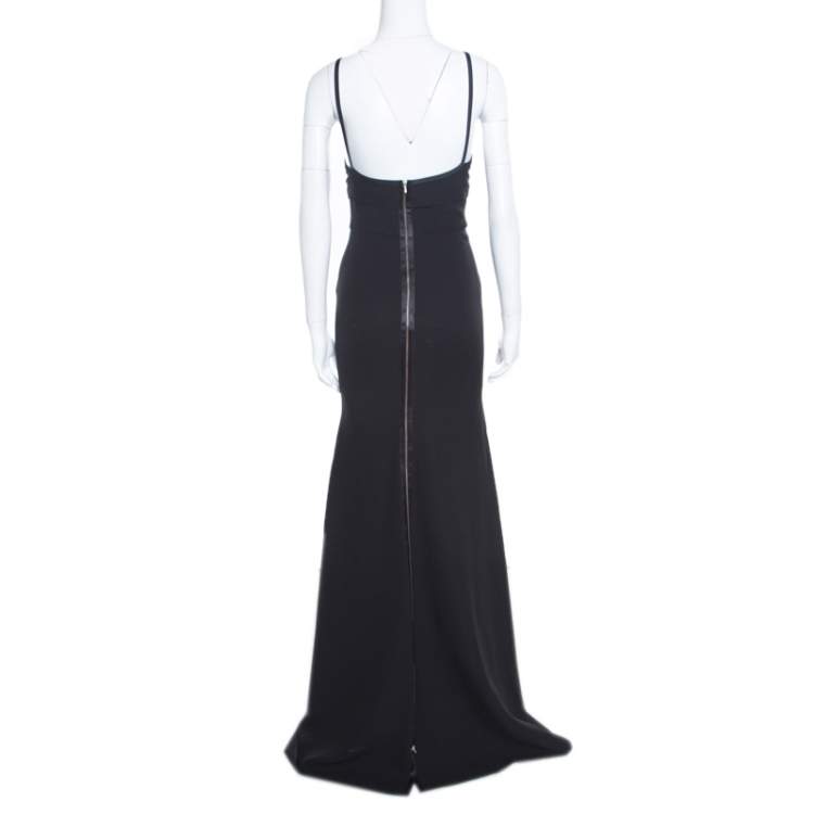 Pre Owned Victoria Beckham Black Double Crepe Cutout Detail Sleeveless Maxi Dress S