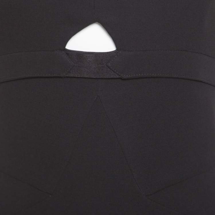 Pre Owned Victoria Beckham Black Double Crepe Cutout Detail Sleeveless Maxi Dress S