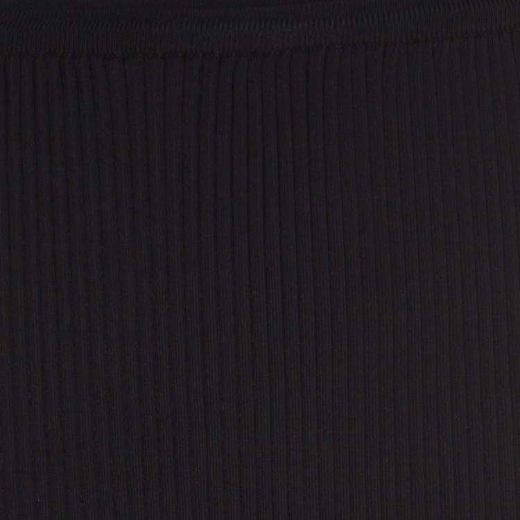 Pre Owned Victoria Beckham Black Contrast Stripe Detail Rib Knit Fluted Midi Skirt S