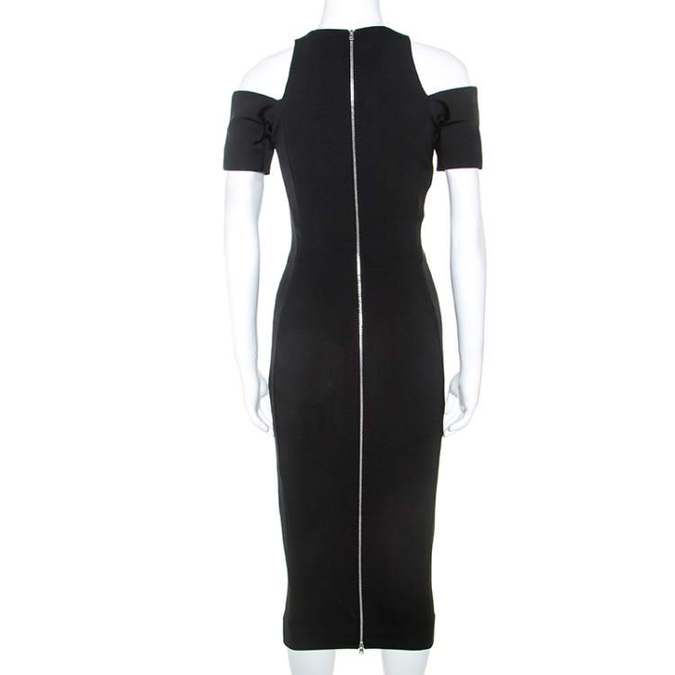 Pre Owned Victoria Beckham Black Stretch Cold Shoulder Dress S
