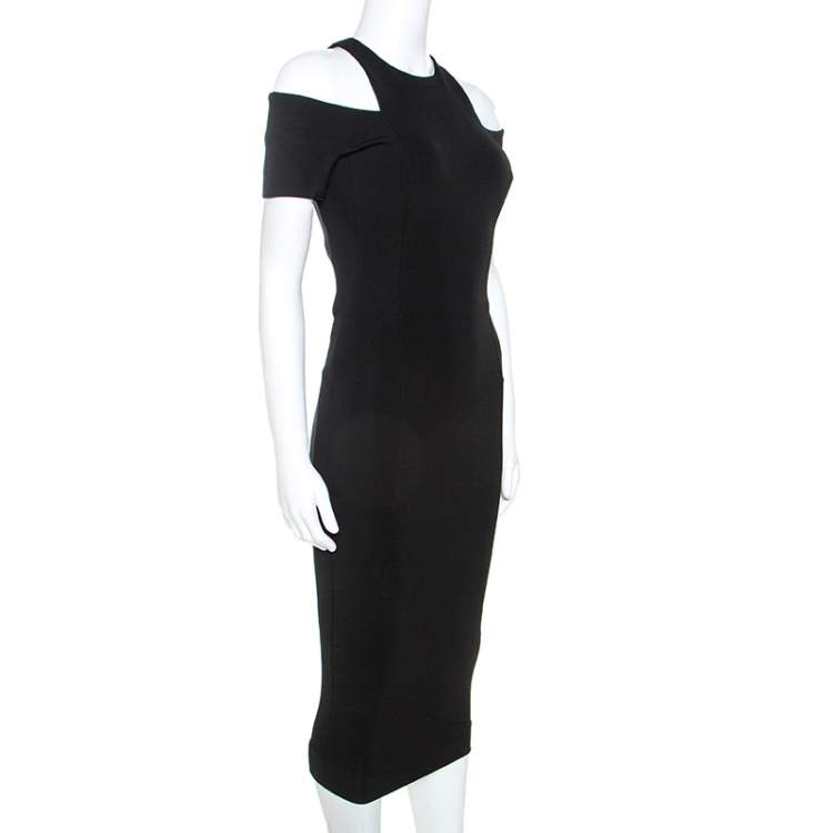 Pre Owned Victoria Beckham Black Stretch Cold Shoulder Dress S
