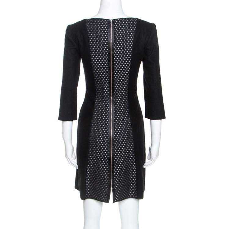 Pre Owned Victoria Beckham Black Knit Paneled Sheath Dress M
