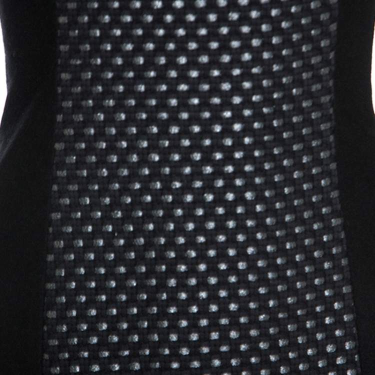 Pre Owned Victoria Beckham Black Knit Paneled Sheath Dress M