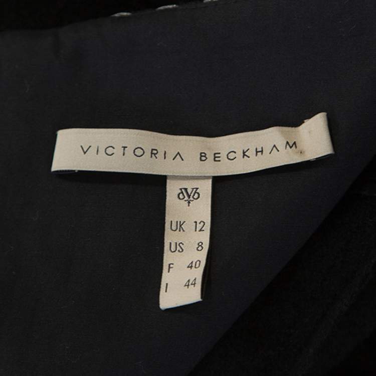 Pre Owned Victoria Beckham Black Knit Paneled Sheath Dress M