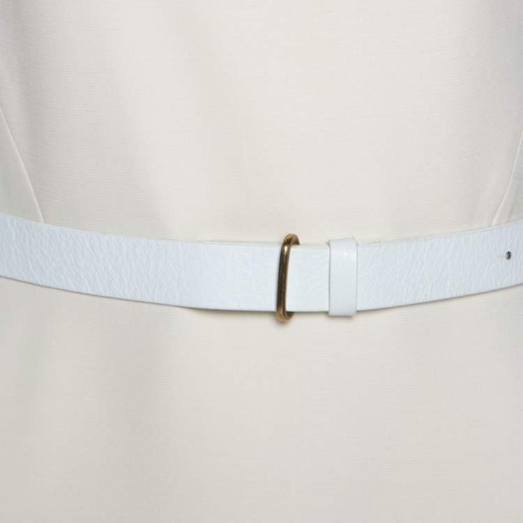 Pre Owned Victoria Beckham Cream Silk Wool Blend Belted Sheath Dress S