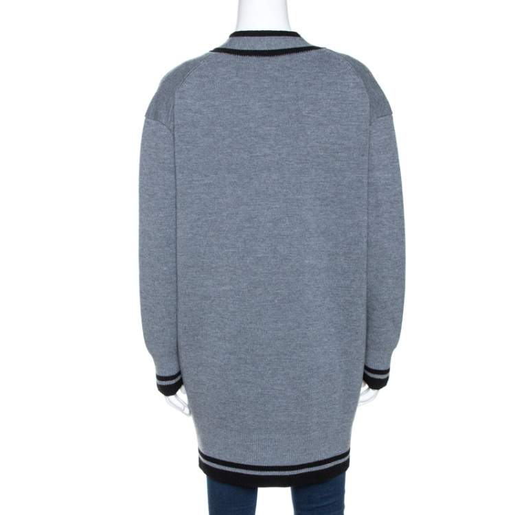 Pre Owned Victoria Victoria Beckham Grey Wool Button Front Cardigan S