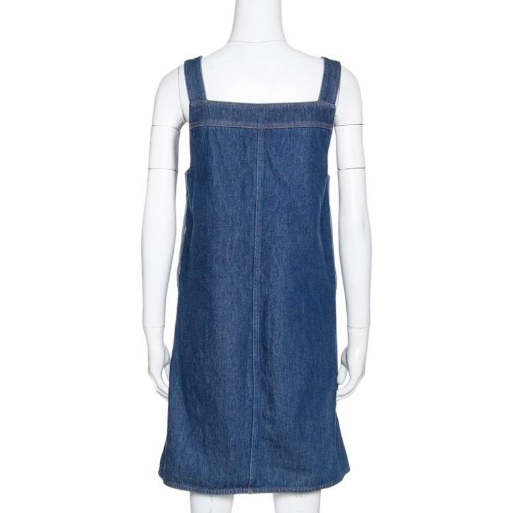 Pre Owned Victoria Beckham Indigo Denim Pinafore Dress S