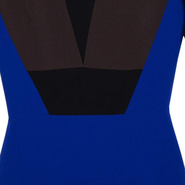 Pre Owned Victoria Beckham Color Block Crepe Sheath Dress S