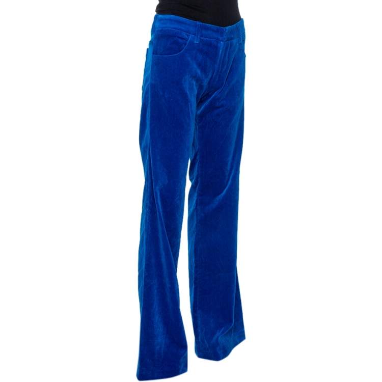 مملوكة مسبقًا Victoria Beckham Cobalt Blue Velvet Flared Pants S