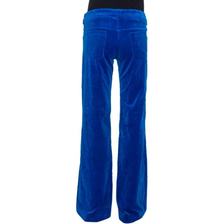 مملوكة مسبقًا Victoria Beckham Cobalt Blue Velvet Flared Pants S