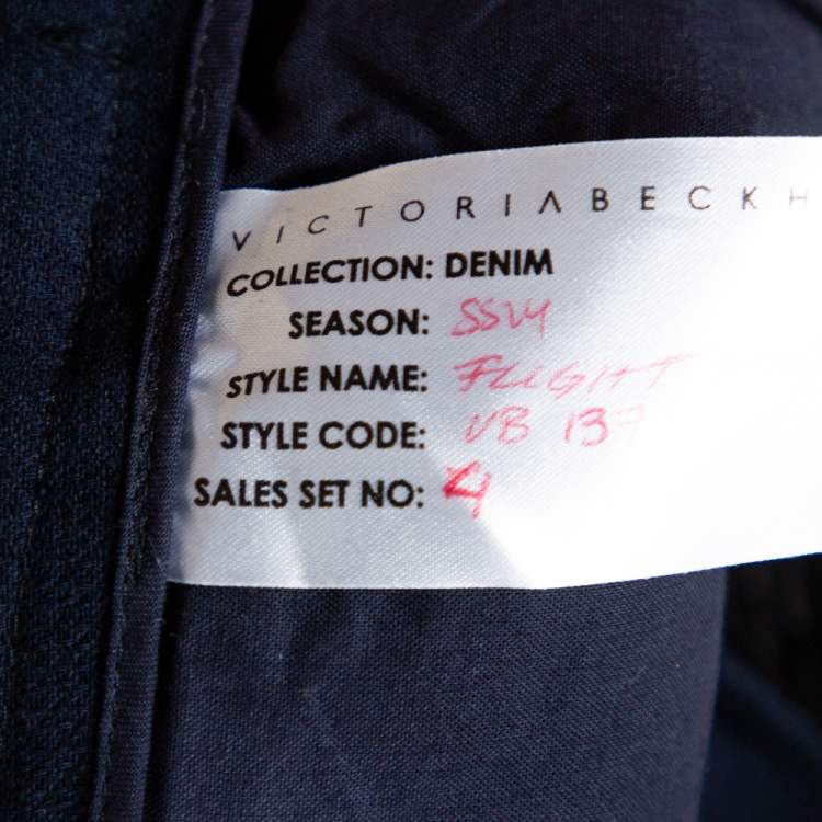 Pre Owned Victoria Beckham Navy Blue Cotton Cropped Flight Pants S