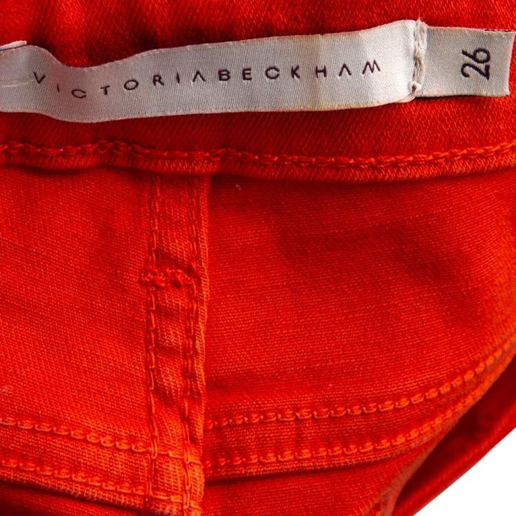 Pre Owned Victoria Beckham Orange Denim Slim Fit Jeans S