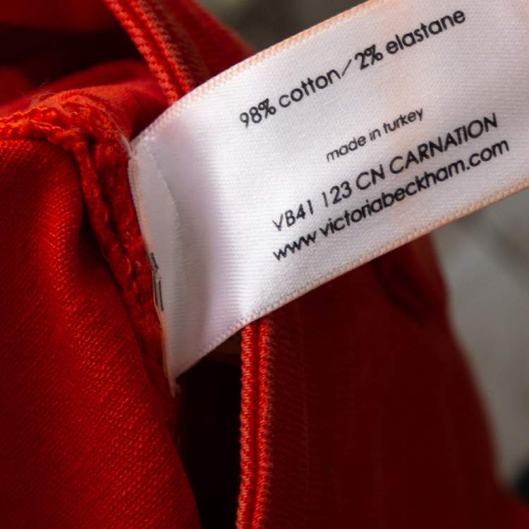 Pre Owned Victoria Beckham Orange Denim Slim Fit Jeans S