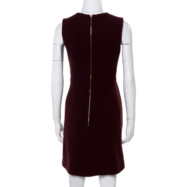 مملوكة مسبقًا Victoria Beckham Burgundy Wool Sleeveless Dress S