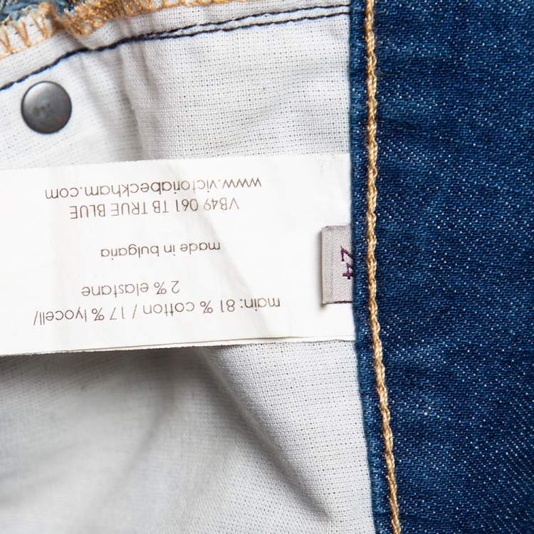 Pre Owned Victoria Beckham Blue Denim Frayed Hem Boyfriend Shorts S