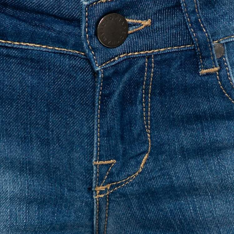 Pre Owned Victoria Beckham Blue Denim Frayed Hem Boyfriend Shorts S